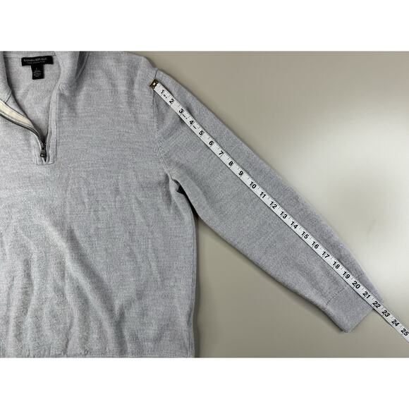 Banana Republic Men’s Merino Wool Half Zip Sweater L Heather Gray Luxury Preppy - Picture 7 of 10